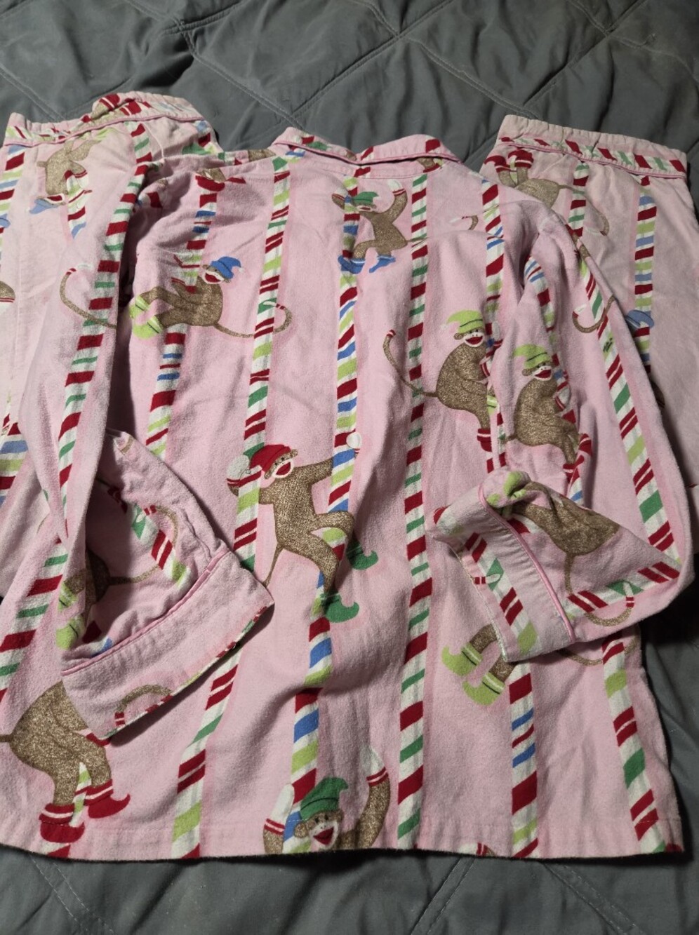 Womens Nick & Nora  Pink Sock Monkey Holiday Pajama Set